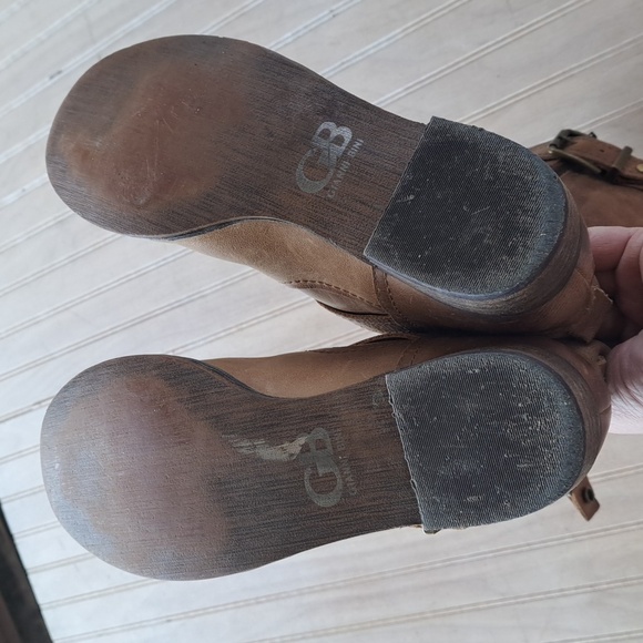 Gianni Bini Leather Buckle Side-Zip midi Mid-Calf High Western Distressed Boots - Picture 9 of 13